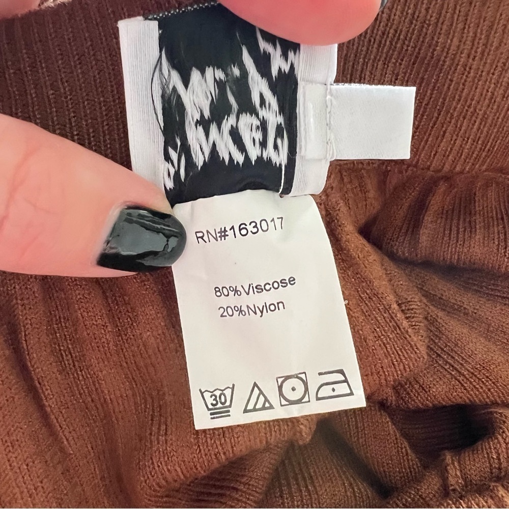 Like new! Princess Polly ALLEN Wide Leg Ribbed Pants - BROWN - Picture 9 of 11